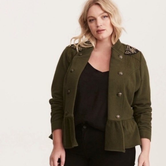 torrid Jackets & Blazers - Torrid Embellished Peplum Military Jacket 1X
